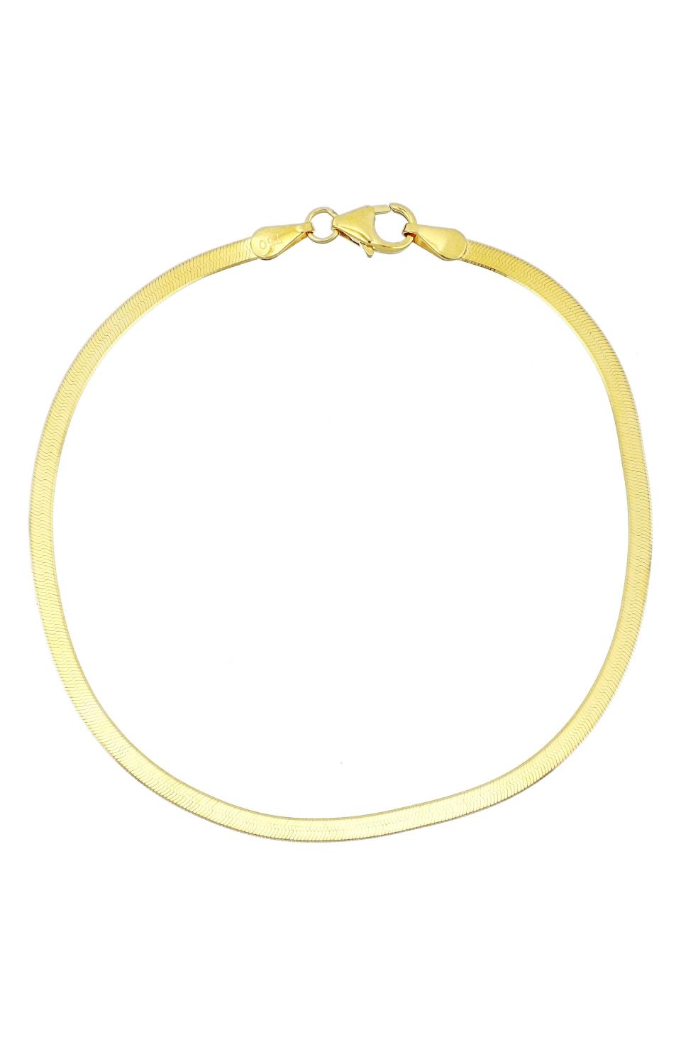 14K Gold Herringbone Chain Bracelet