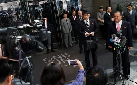 Ri Yong-ho speaks in new York - Credit: Reuters