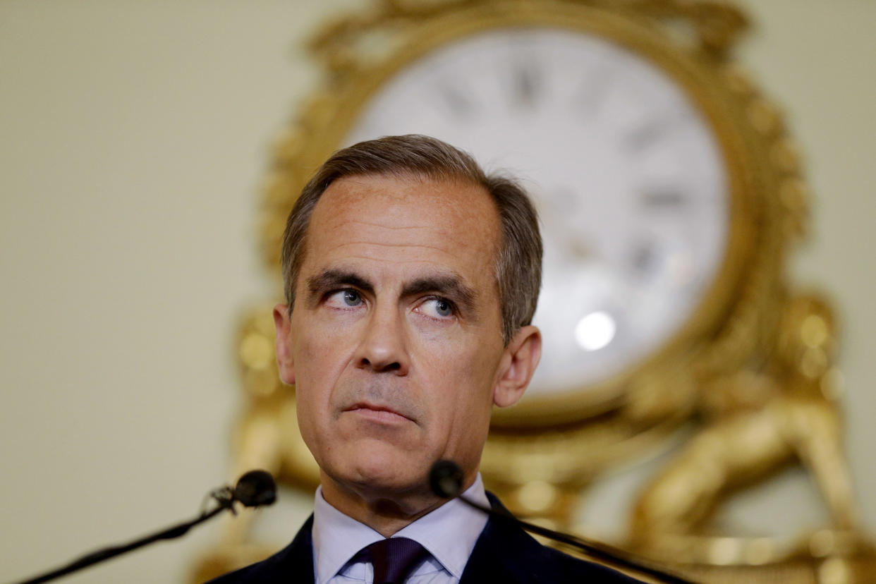 The governor of the Bank of England Mark Carney gives a press conference, his first since the leave result of the European Union referendum, at the Bank of England in the City of London