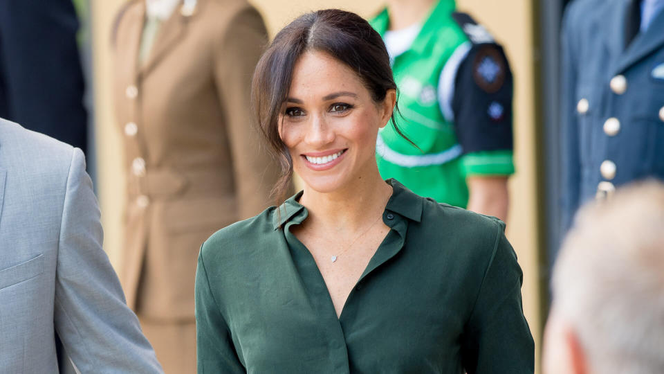 Mandatory Credit: Photo by REX/Shutterstock (9912877c)Meghan Duchess of Sussex arrives at University of ChichesterPrince Harry and Meghan Duchess of Sussex visit to Sussex, UK - 03 Oct 2018.