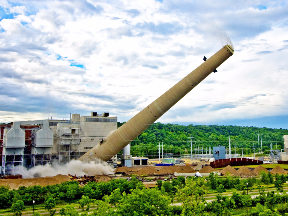 falling collapse implode tower demolition