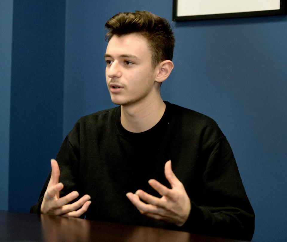 Calvary Academy senior Mitchell Watts talks about his feeling on voting for the first time during a interview at the school Friday, March 8, 2024.
