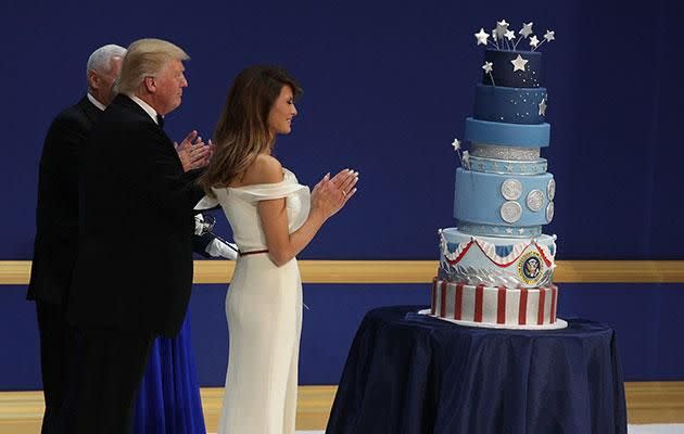 Trump showed off an impressive cake at an event last week. Photo: Getty images