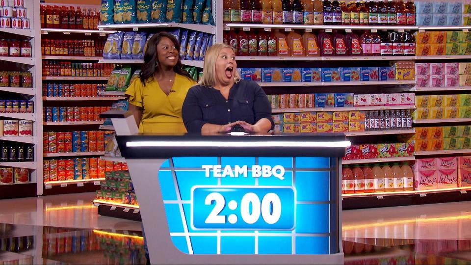 "Supermarket Sweep" contestants Angela Brown, left, and Yolanda Bowles.