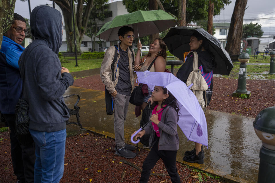 Nicaraguan asylum-seekers meet to film a short video that will be part of video showing Nicaraguans in exile worldwide, in San Jose, Costa Rica, Friday, Aug. 26, 2022. Since the summer of 2021 when Nicaragua President Daniel Ortega locked up dozens of political opponents ahead of November’s presidential elections, Nicaraguans have been seeking asylum in Costa Rica at the highest levels since Nicaragua’s political crisis exploded in April 2018. (AP Photo/Moises Castillo)