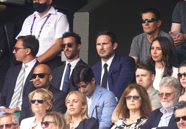 Formula One driver Daniel Ricciardo, former footballer Frank Lampard and Christine Lampard 