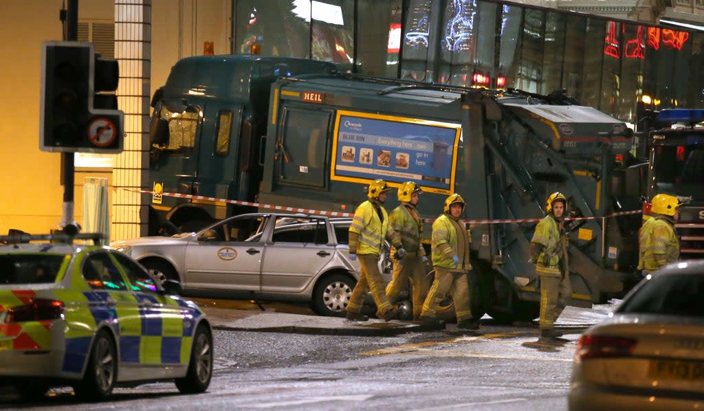 The scene in Glasgow’s George Square the 2014 bin lorry crash which killed six pedestrians (Andrew Milligan/PA) (PA Archive)