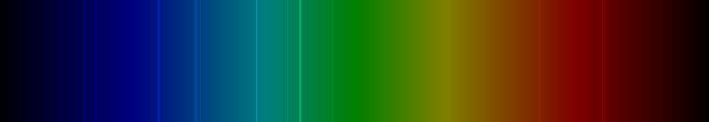 An example of emission lines on a spectrum. This particular series is the emission signature of beryllium. (<a href="https://commons.wikimedia.org/wiki/File:Beryllium_spectrum_visible.png" rel="nofollow noopener" target="_blank" data-ylk="slk:McZusatz/Wikimedia Commons/CC 1.0 Universal;elm:context_link;itc:0;sec:content-canvas" class="link ">McZusatz/Wikimedia Commons/CC 1.0 Universal</a>)