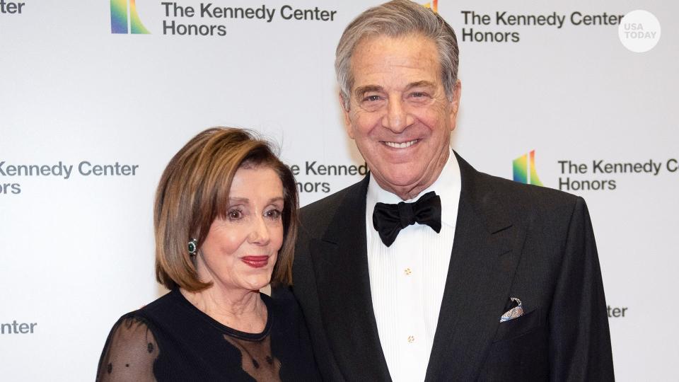 House Speaker Nancy Pelosi, D-Calif., and her husband, Paul Pelosi, arrive at the State Department for the Kennedy Center Honors in 2019.