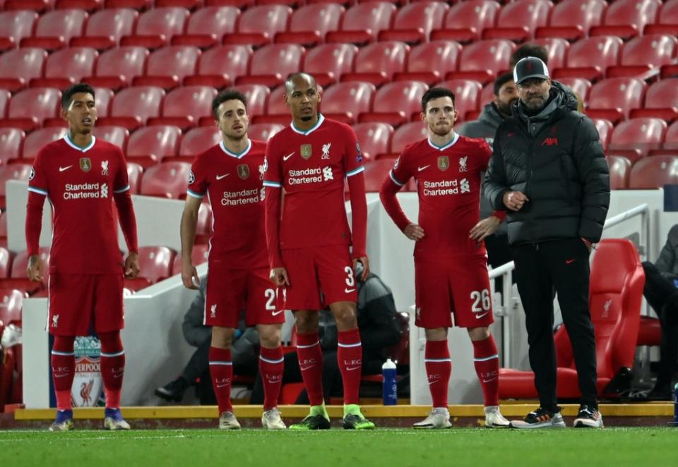 Liverpool manager Jurgen Klopp prepares to introduce four substitutes (PA) (PA Archive)