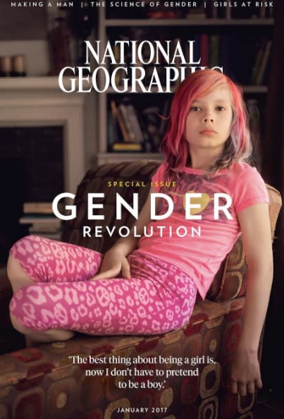 Avery Jackson is the first transgender person to grace the cover of National Geographic when she was nine years old. (Photo: National Geographic)