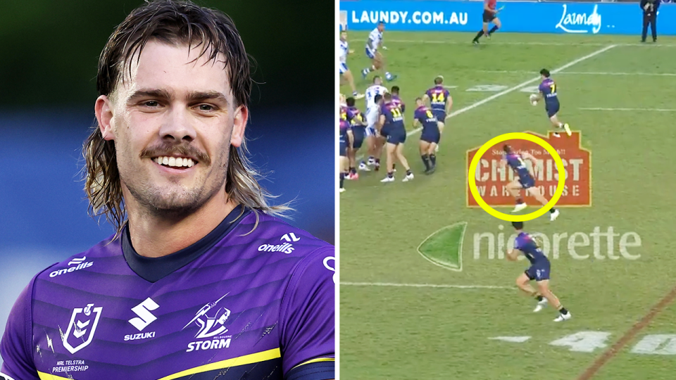 NRL fans have erupted with joy over Ryan Papenhuyzen's (pictured) return to rugby league in the pre-season challenge. (Images: Getty Images/@NRL)