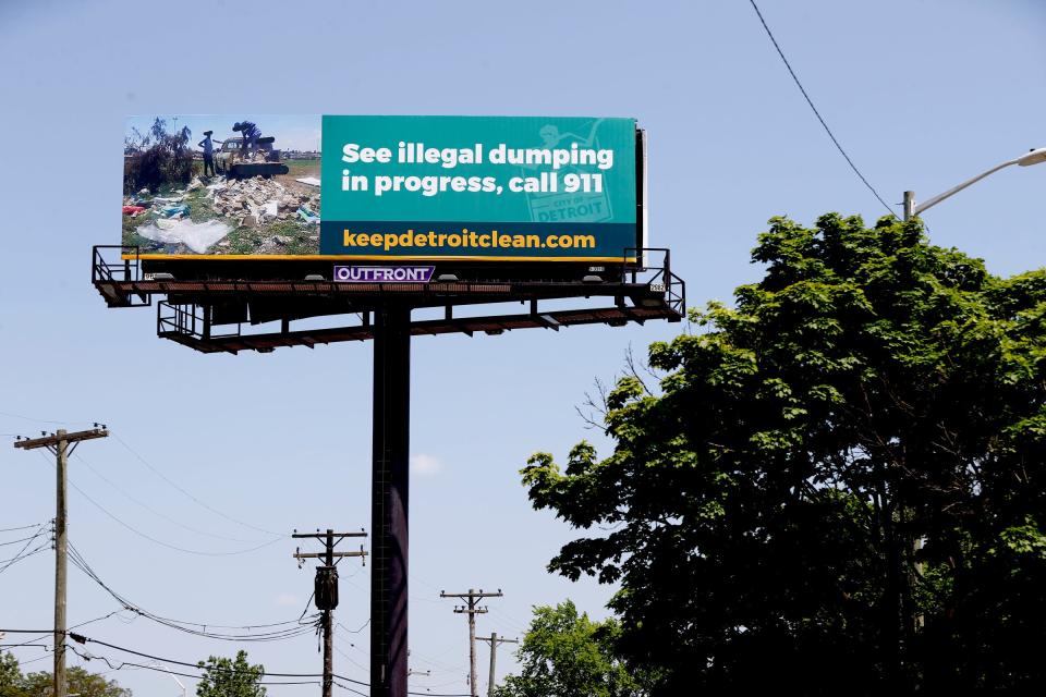 A billboard from keepdetroitclean.com can be seen off Interstate 96 near Joy Road in Detroit on Wednesday, June 15, 2022.