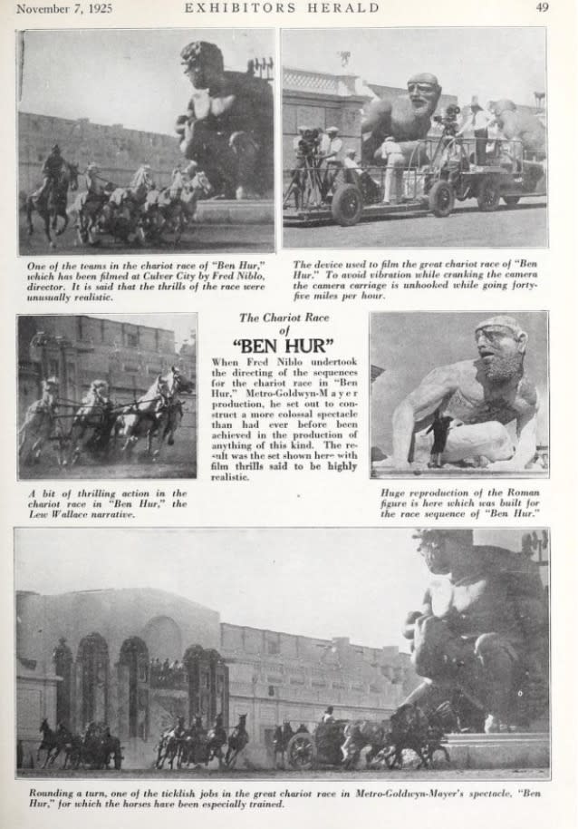 Behind-the-scenes stills of MGM’s 1925 epic <em>Ben-Hur</em>, as it appeared in <em>Exhibitors Herald</em> that year.