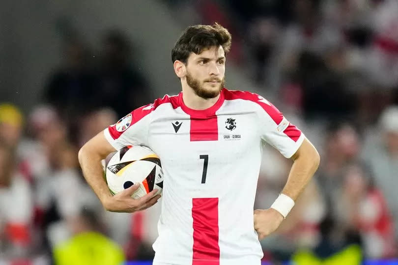 Khvicha Kvaratskhelia playing for Georgia at Euro 2024.