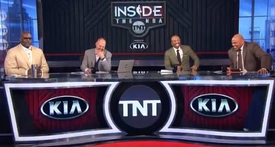 The 'Inside the NBA' crew couldn't help but break down laughing at an angry Shaq. (via NBA on TNT)