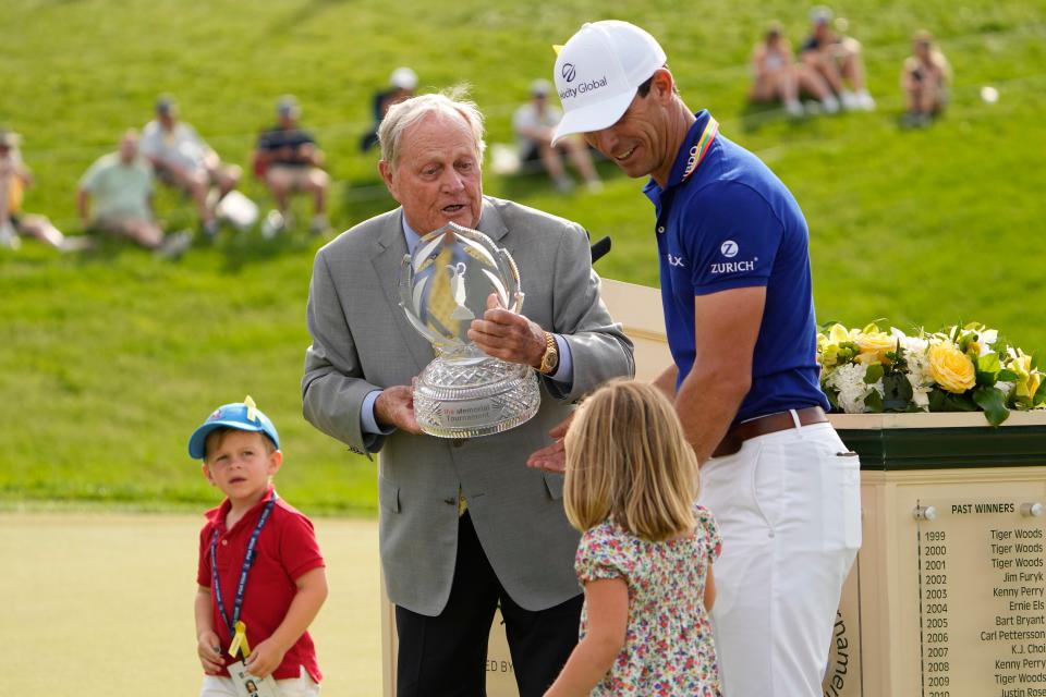 Jun 5, 2022; Dublin, Ohio, USA; following the final round of the Memorial Tournament at Muirfield Village Golf Club on June 5, 2022. Horschel won with a -13 for the tournament. Mandatory Credit: Adam Cairns-The Columbus Dispatch