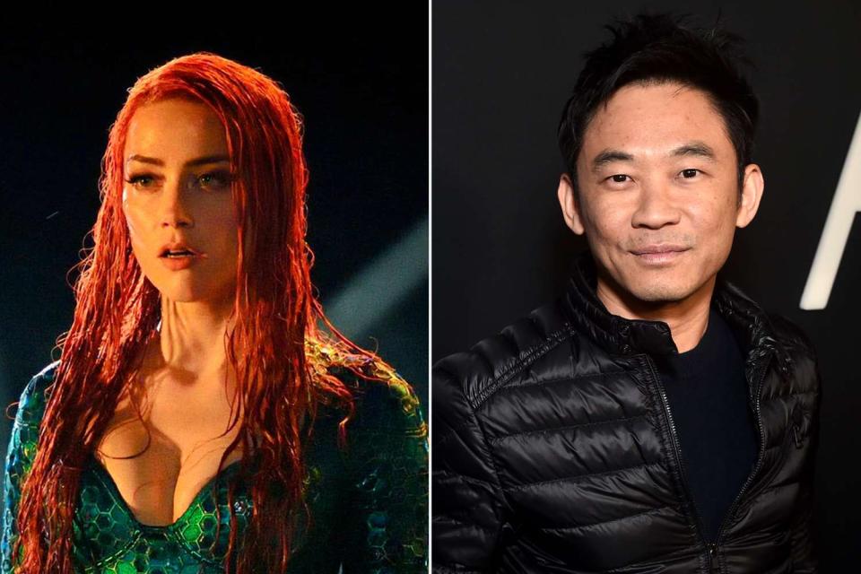 <p>DC Comics/DN Entertainment/Warner Bros./Alamy; Alberto Rodriguez/GA/The Hollywood Reporter via Getty </p> Amber Heard in "Aquaman"; James Wan