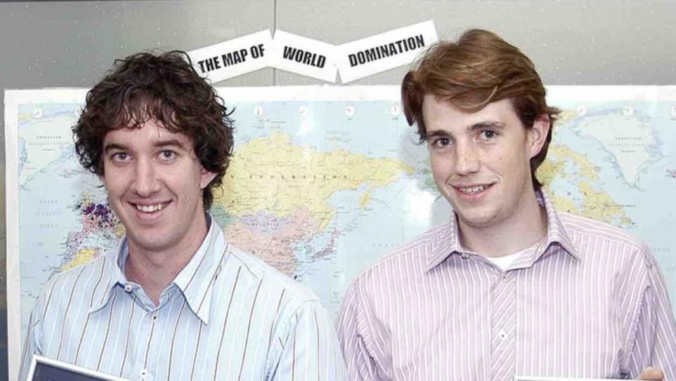 Atlassian co-founders Mr Farquhar and Mike Cannon-Brookes could only dream about what their company would become. Picture: Supplied