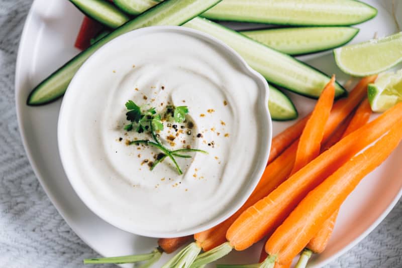 Fresh Veggies with Cumin-Lime Yogurt  Dip