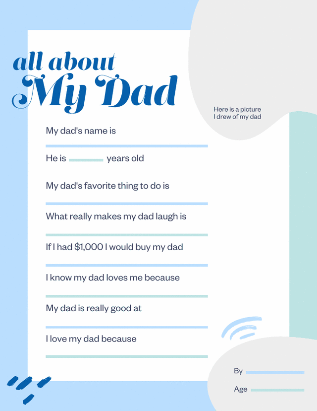 Free printable for Father's Day All about Dad questionnaire