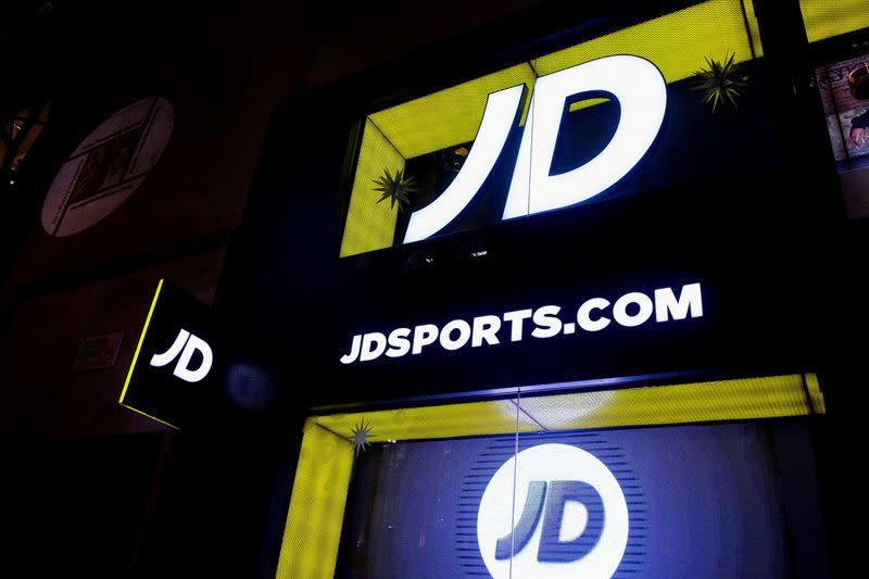 FILE PHOTO: JD Sports logo on exterior of store in London