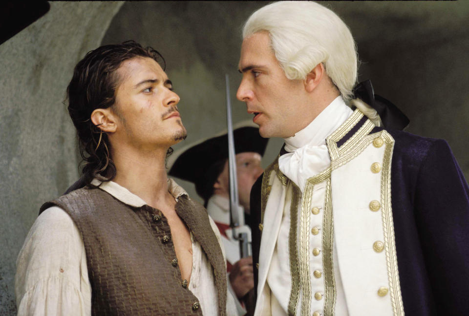 Jack Davenport (right) played Norrington alongside Orlando Bloom (left) in the Pirates of the Caribbean films. (Disney/Alamy)