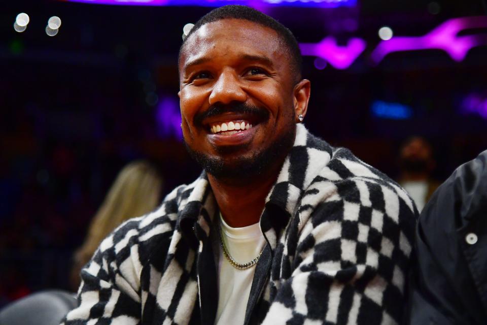 April 11, 2023: Film actor Michael B. Jordan is in attendance during the second half at Crypto.com Arena.