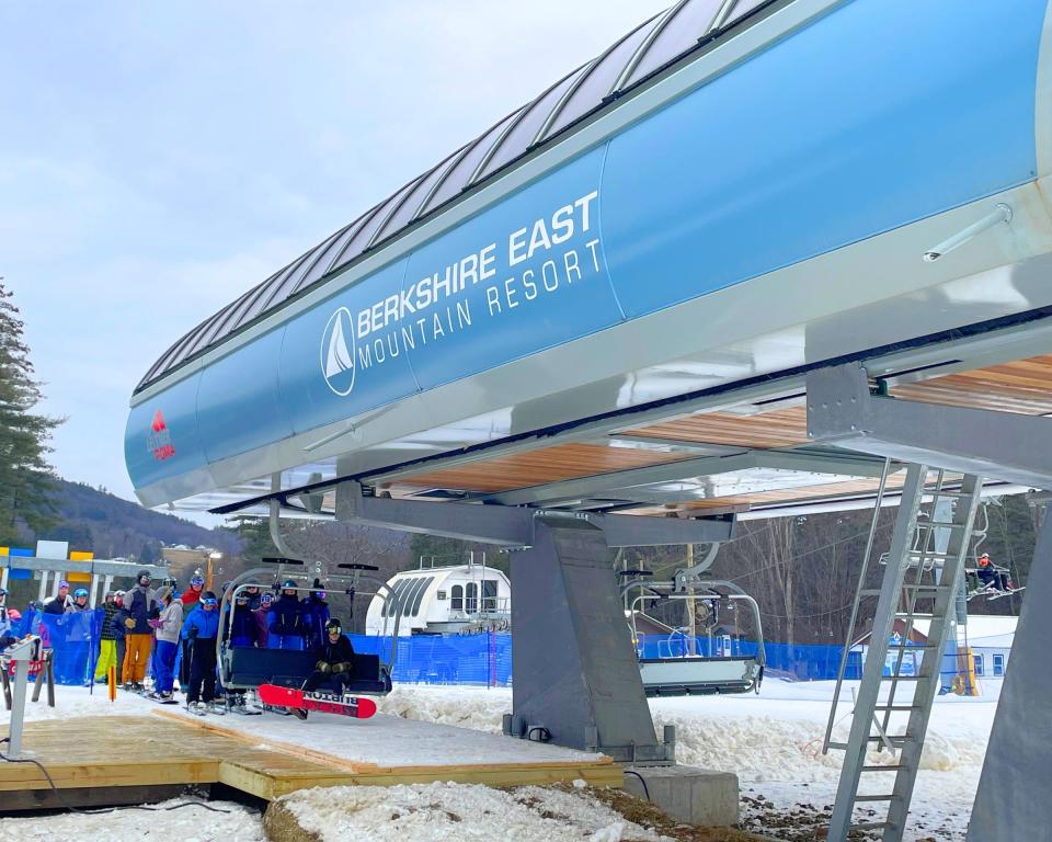 Here's a look at the new T-Bar Express high-speed quad chairlift at Berkshire East ski area.