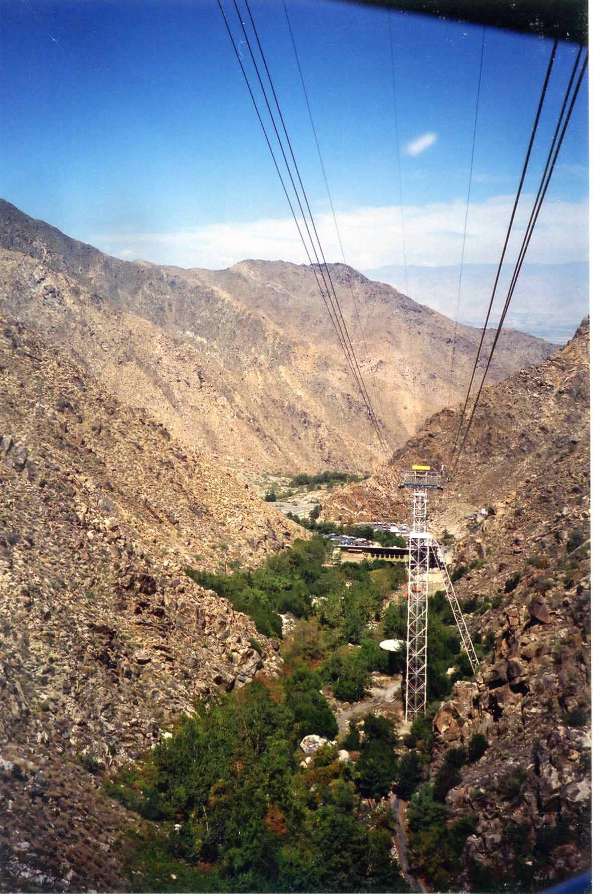 Palm Springs Aerial Tramway towers and view of the Valley Station.