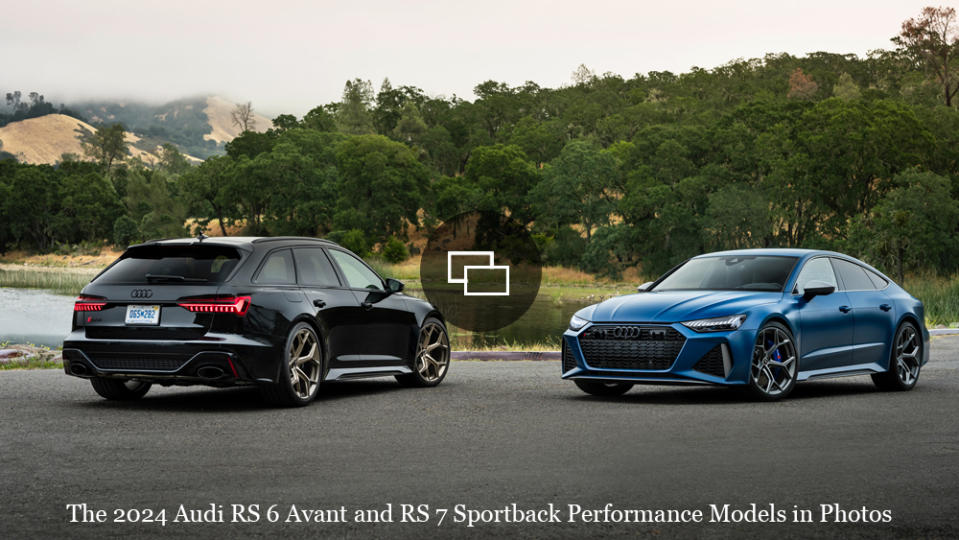 The 2024 Audi RS 6 Avant Performance (left) and RS 7 Sportback Performance models.