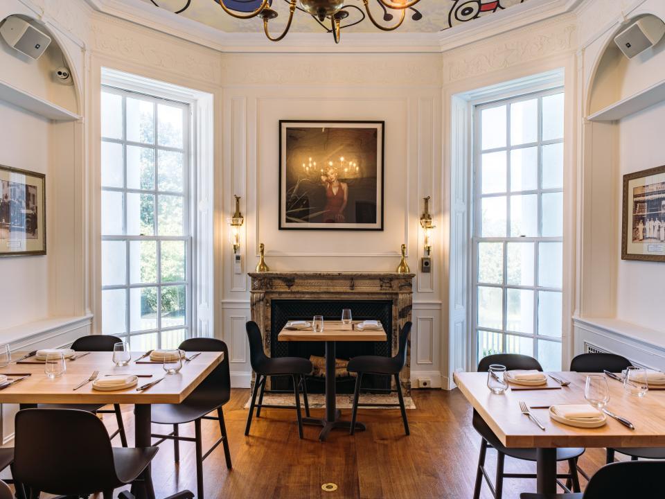 The dining room at Goosefeather in Tarrytown. The restaurant, located in an 1840s mansion, specializes in Cantonese cuisine with a modern twist and local ingredients.