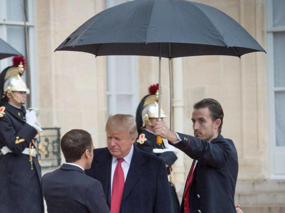 Donald Trump meets French president Emmanuel Macron in Paris. (Rex)