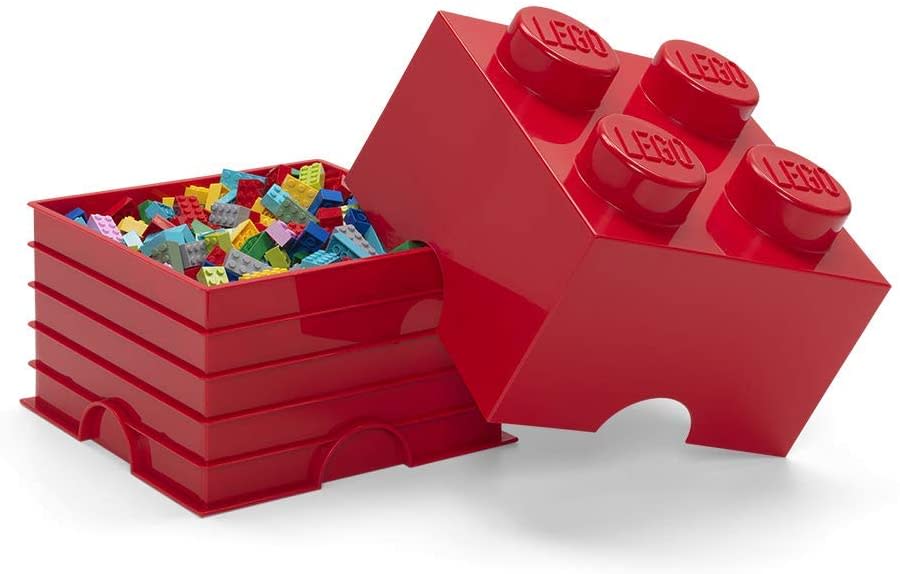 LEGO Storage Brick With 4 Knobs, in Bright Red