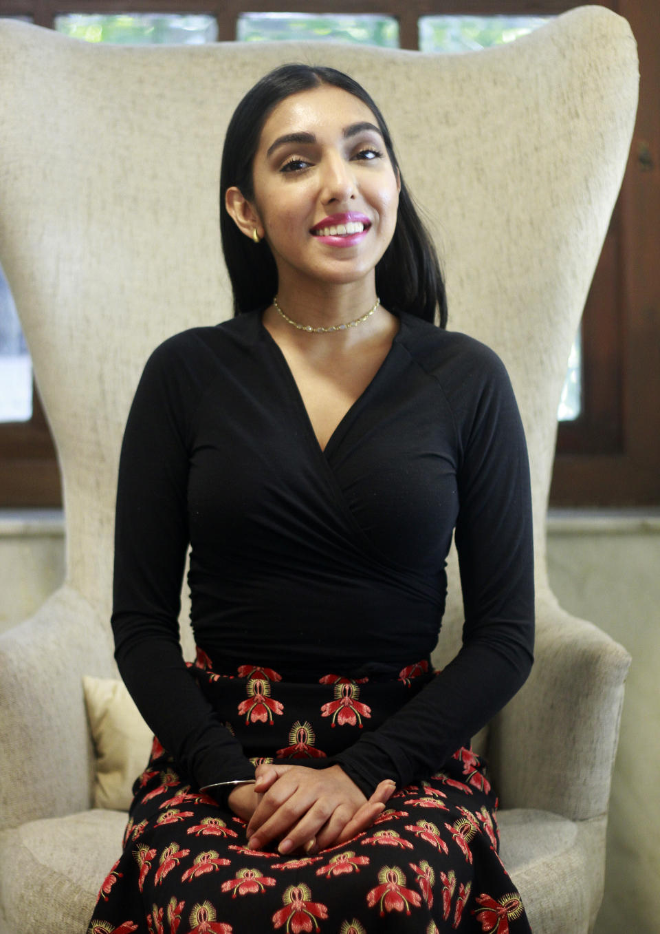 Canadian poet, writer, illustrator and performer of Punjabi descent, Rupi Kaur poses after an interview at Vivanta by Taj Ambassador hotel in New Delhi, India. (Photo: Waseem Gashroo/Hindustan Times via Getty Images)