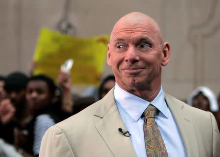 World Wrestling Entertainment chairman Vince McMahon looks out at the crowd during a segment of NBC's "Today" show in New York, U.S., April 2, 2007. REUTERS/Brendan McDermid/File Photo