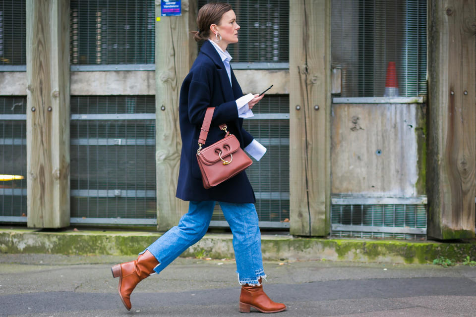 Jo Ellison carries the JW Anderson bag of the moment.