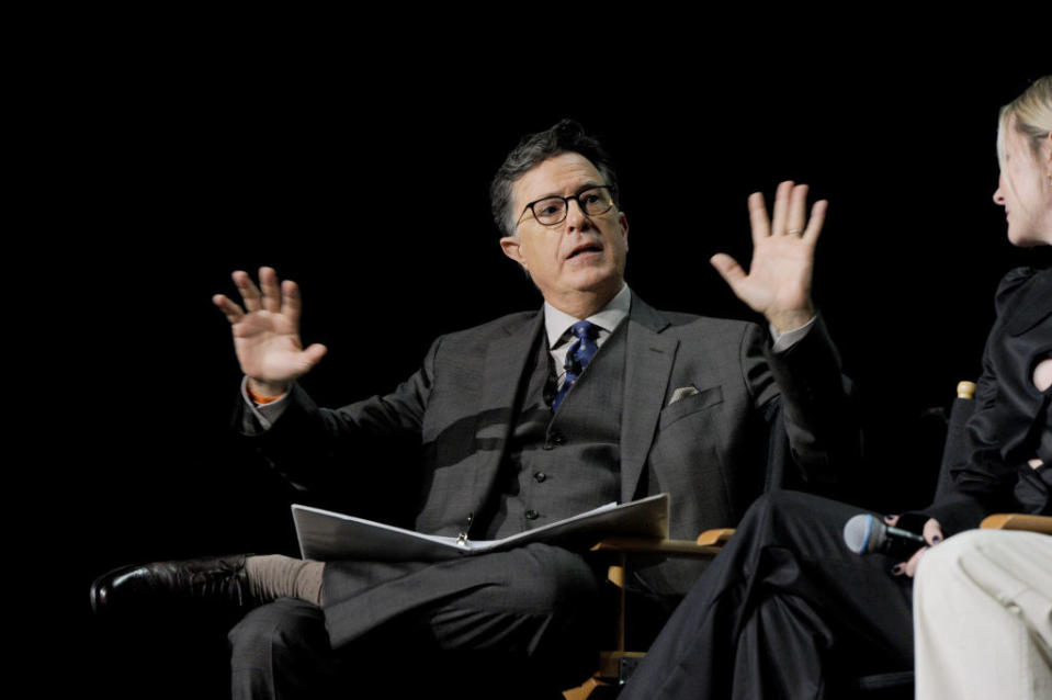 Stephen Colbert speaks onstage at "The Lord of the Rings: The Rings of Power" panel during 2022 Comic-Con International