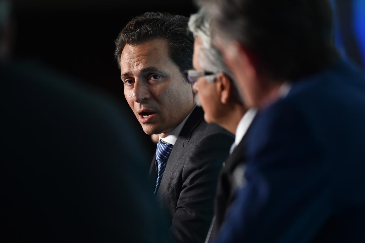 Pemex Chief Executive Officer, Emilio Lozoya Austin, speaks during the 2015 Oil & Money conference in central London, on October 6, 2015. AFP PHOTO / BEN STANSALL        (Photo credit should read BEN STANSALL/AFP via Getty Images)