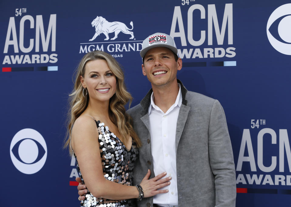 54th Academy of Country Music Awards- Arrivals - Las Vegas, Nevada, U.S., April 7, 2019 - Amber Bartlett and Granger Smith. REUTERS/Steve Marcus