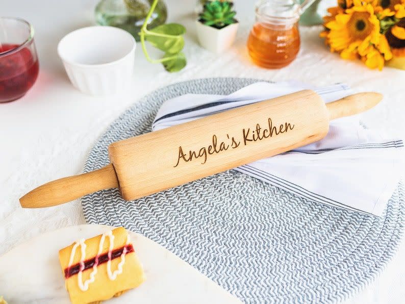 <p>etsy.com</p><p><strong>$35.95</strong></p><p>It's the perfect gift for any at-home baker: a custom rolling pin! It'll be a true keepsake they'll always remember. </p>