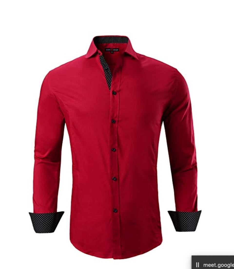 This festive <a href="https://amzn.to/2PQjUgU" target="_blank" rel="noopener noreferrer">button-down shirt</a>&nbsp;will have your man looking put together in no time. They come in a variety of colors and even have a bit of stretch. What guy won&rsquo;t love that? <a href="https://amzn.to/2PQjUgU" target="_blank" rel="noopener noreferrer">Get it on Amazon</a>.