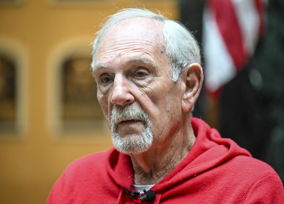 Newly elected Baseball Hall of Fame inductee Jim Leyland talks to reporters during a news conference Tuesday, Jan. 30, 2024, in Cooperstown, N.Y. (AP Photo/Hans Pennink)