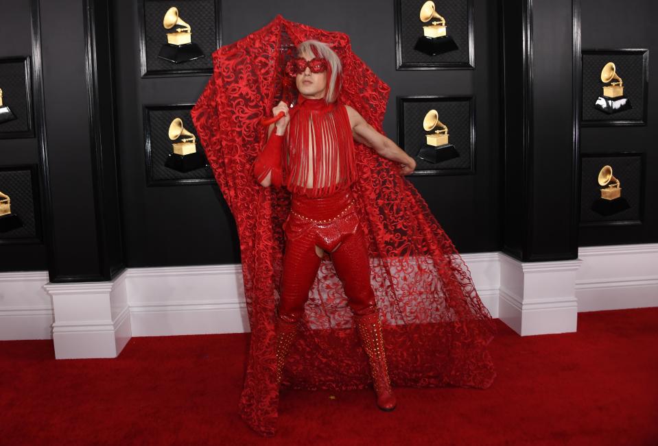 US singer Ricky Rebel arrives for the 62nd Annual Grammy Awards on January 26, 2020, in Los Angeles. (Photo by VALERIE MACON / AFP) (Photo by VALERIE MACON/AFP via Getty Images)