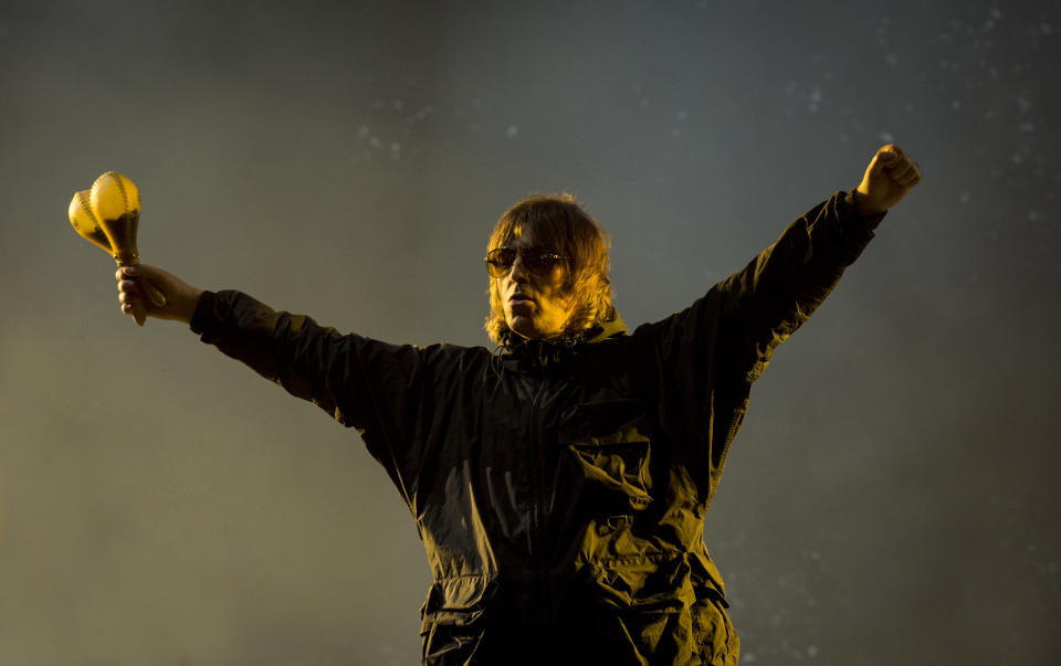 NEWPORT, ISLE OF WIGHT - SEPTEMBER 17: Liam Gallagher performs on stage at Isle Of Wight Festival 2021 at Seaclose Park on September 17, 2021 in Newport, Isle of Wight. (Photo by Mark Holloway/Redferns)
