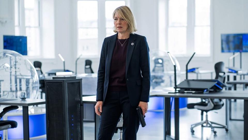 Kate Stewart (Jemma Redgrave) stands in UNIT HQ in Doctor Who "The Power of the Doctor."