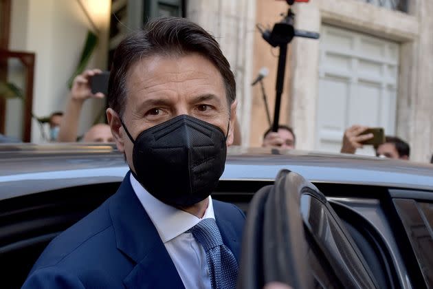 ROME, ITALY - JUNE 28:  Former Prime Minister Giuseppe Conte leaves the  press conference at the Tempio di Adriano on the future of the Five Star Movement, his leadership project and the problems with sponsor Beppe Grillo on June 28, 2021 in Rome, Italy.  (Photo by Simona Granati - Corbis/Getty Images) (Photo: Simona Granati - Corbis via Getty Images)