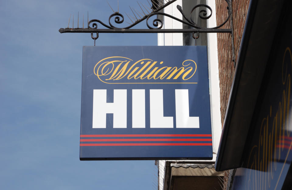 York, England - April 17, 2011: Sign of William Hill bookmakers in York. William Hill is one of the largest bookmakers in the UK.