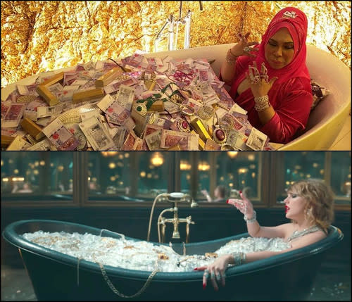 A photo of her in a bathtub full of cash and jewellery brought an uproar among netizens