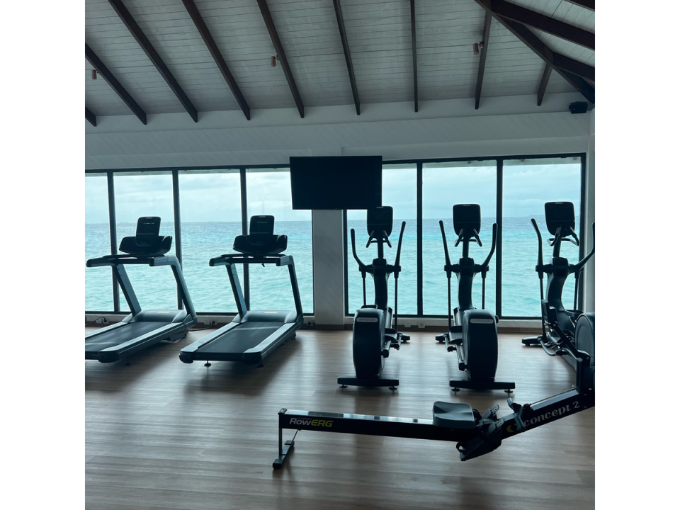 The resort’s overwater fitness centre boasts large windows (Eva Waite-Taylor)